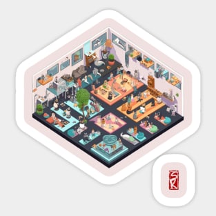 isometric cat yoga salon Sticker